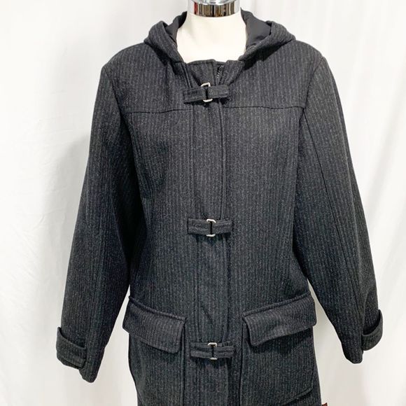 Woolrich Charcoal Gray Duffle Coat Medium - Picture 2 of 12